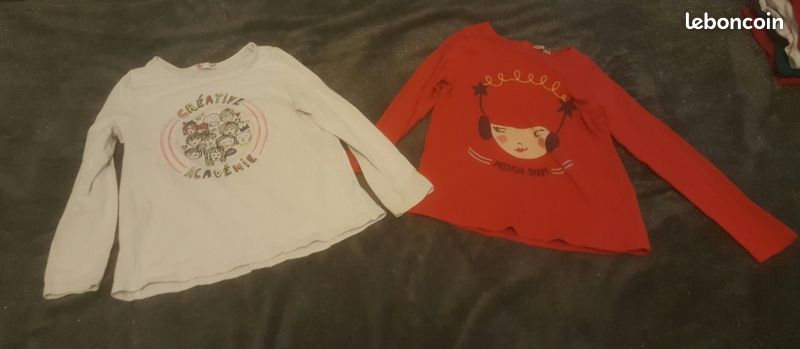 2 tee-shirts manches longues fille DPAM 6 ans (image 1)