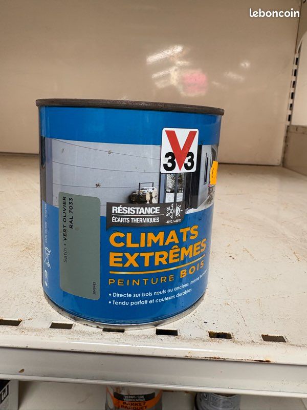 Peinture bois climat extrême vert Olivier 0,5l v33 (image 1)