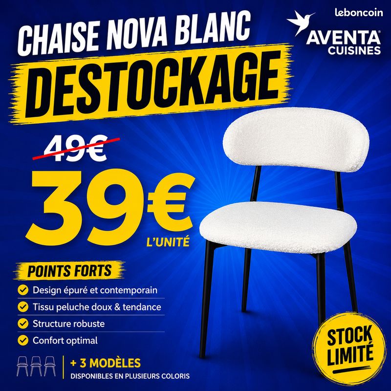 Chaise LUNA Blanche 🤍✨ Design Scandinave Neuve - Salle à Manger (image 1)
