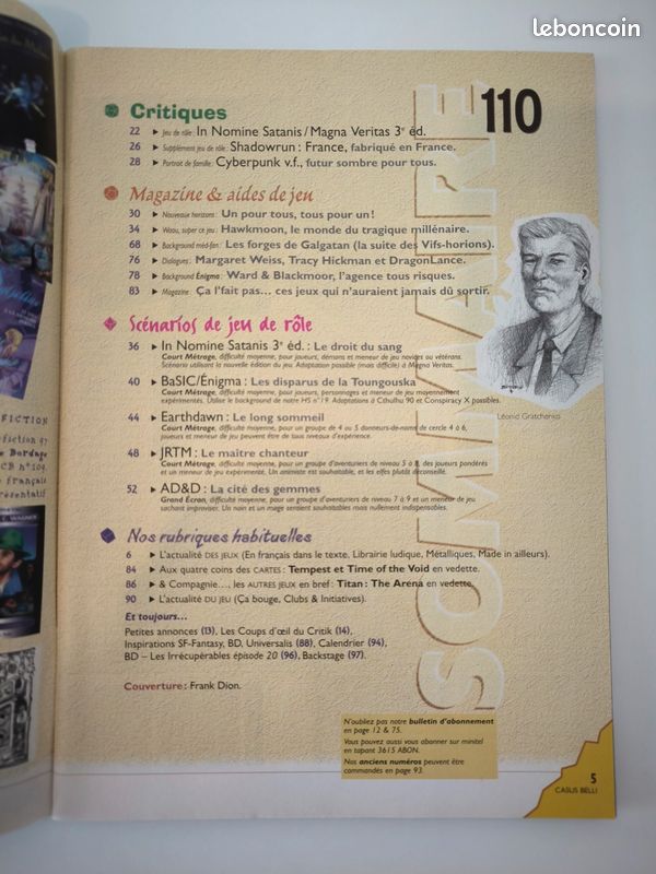 Casus Belli n°110 – Novembre 1997 – Jeux de rôle / AD&D / JRTM / INS-MV / Shadowrun (image 2)
