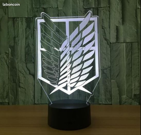 Décoration Lampe en verre de Bureau Led RGB - Veilleuse Manga Attaque des titan Effet 3D (image 3)