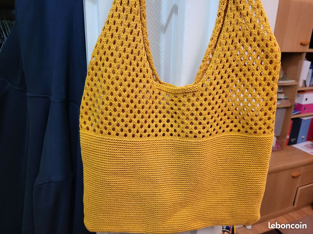 Sac à effet crochet neuf orangé 31x40 cm fourre tout (image 5)