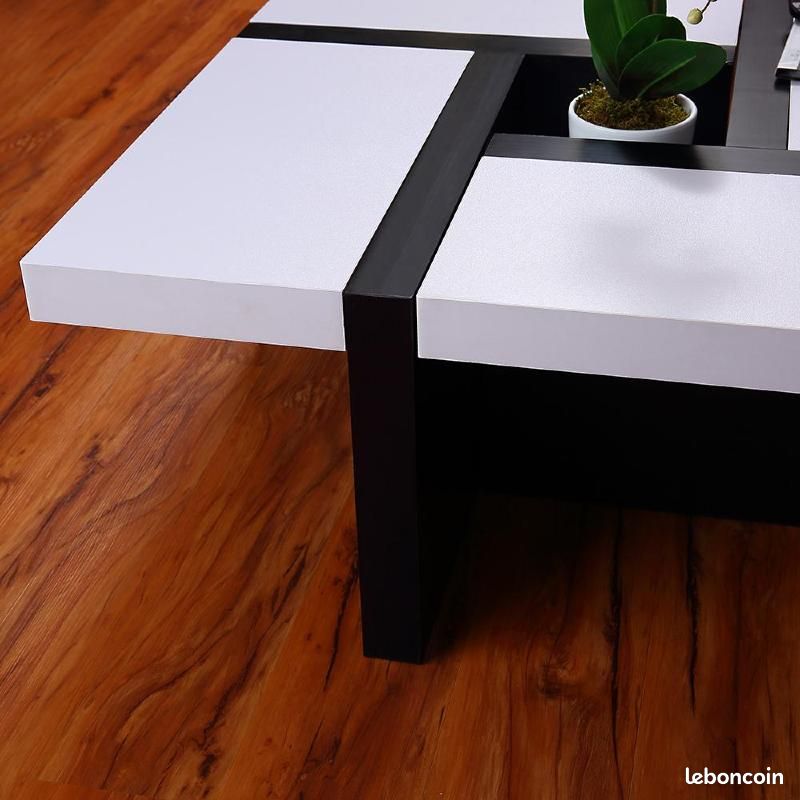 TABLE basse design 80 cm, modèle OREGON, bis noir/blanc (image 3)