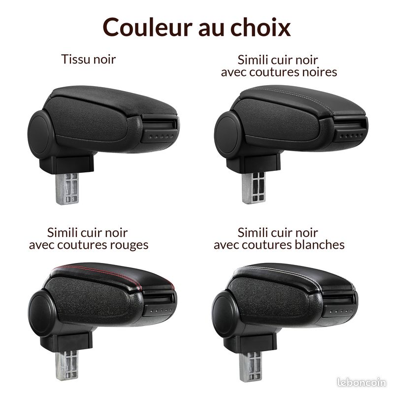 Accoudoir Central pour Audi A3 8P (2003-2013) | Repose-bras avec Rangement Console | Finition Tissu ou Simili Cuir Noir | Accessoire Auto Neuf | Garantie 2 Ans (image 3)