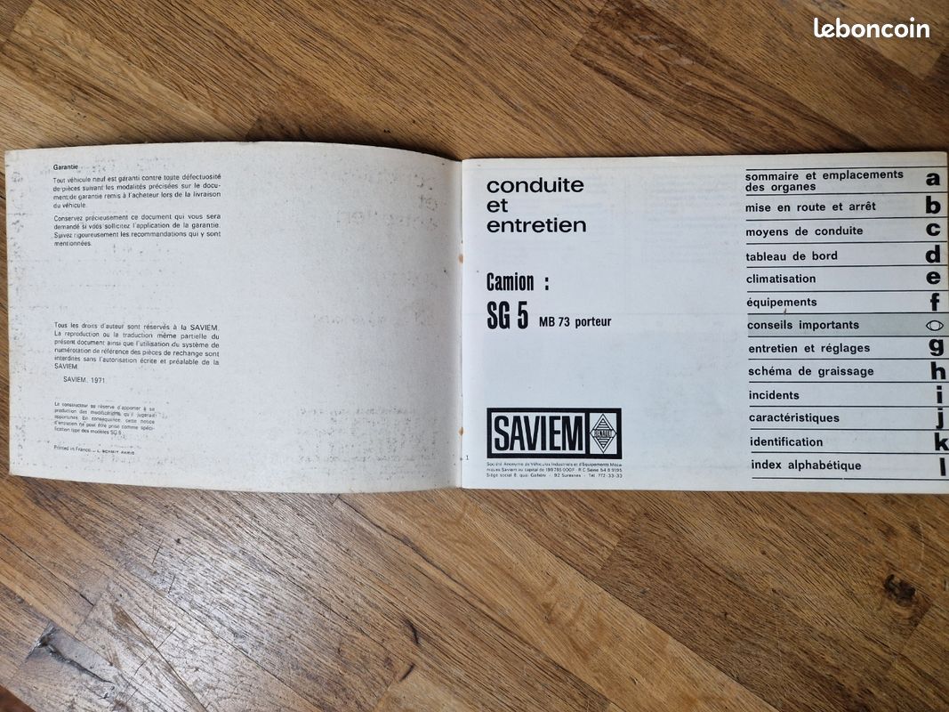 Notice livret manuel de conduite et entretien Saviem SG5 (image 2)
