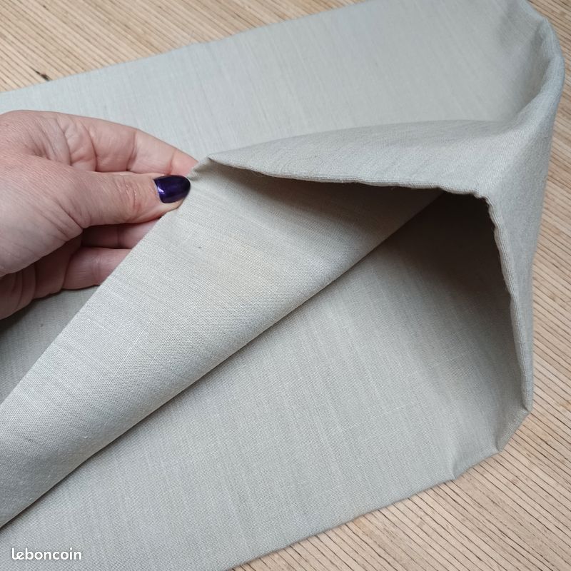 Coupon De Tissu Polyester 2,10 M X 1,50 M - Couleur Orange à Fines Rayures, Neuf, Made In France