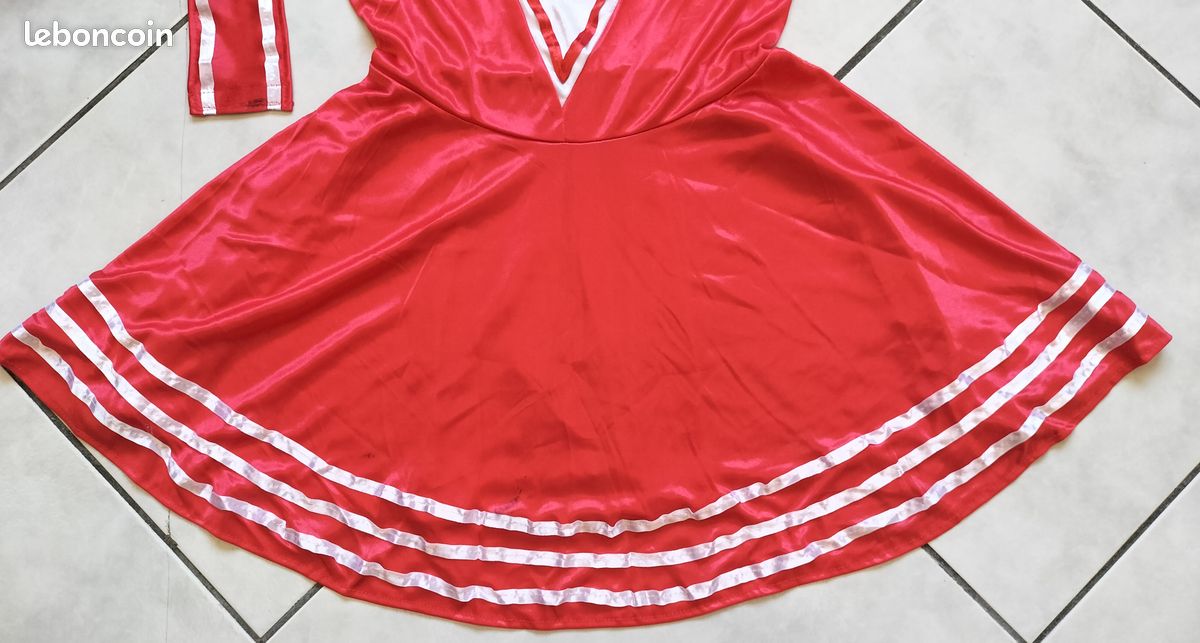 Costume pom pom girl cheerleader rouge taille unique (image 3)