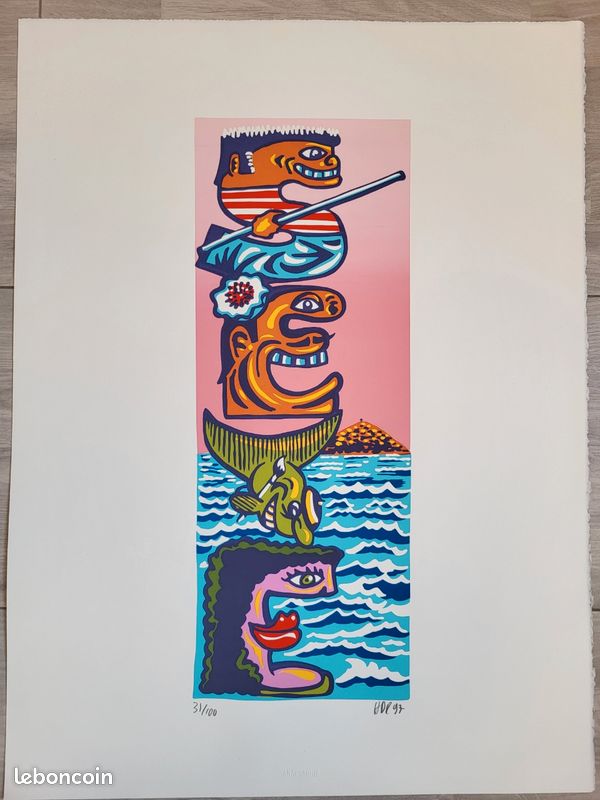 Mexico Ciudad lithographie originale de Hervé Di Rosa
