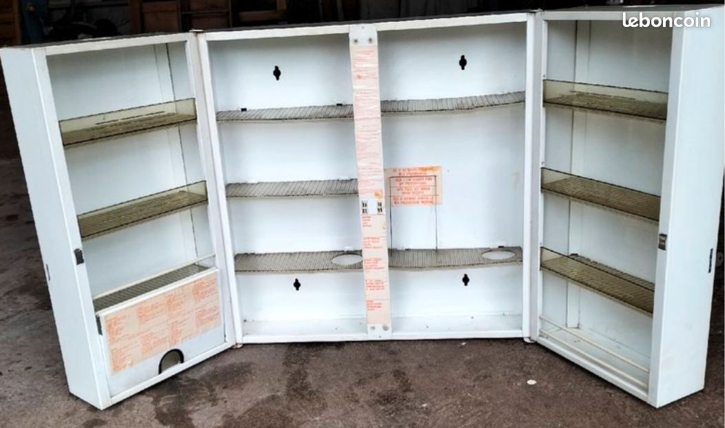 Grande armoire à pharmacie, 2 clés, vintage en métal (image 8)