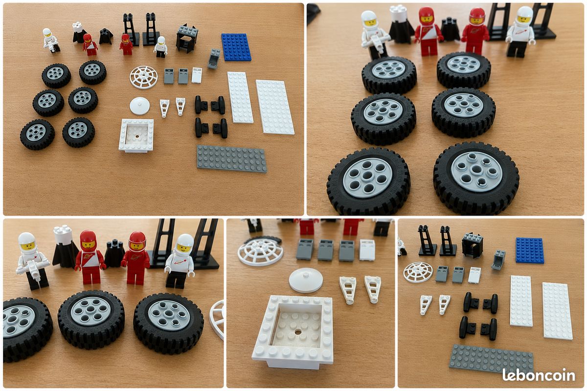 Lot LEGO Space vintage – pièces, roues et 4 figurines (image 1)