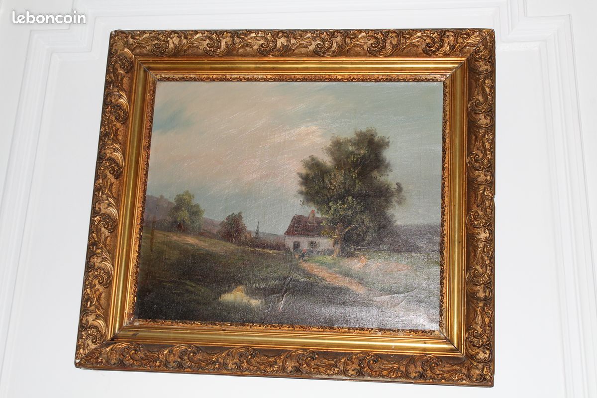 Tableau Toile Théodore Linsyer Barbizon Ancien Décoration Nature (image 1)