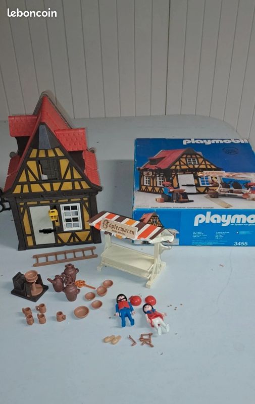 Playmobil Maison Médiévale Du Potier 3455 - Vintage Boîte Et Plan - Occasion Allemagne
