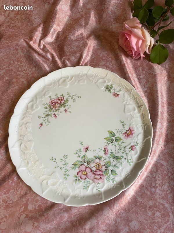 Grand plat rond en porcelaine de Berry – Collection “Lierre Sauvage” – Vintage (image 2)