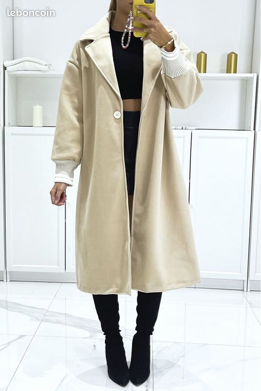 HOT Long Beige Manteau Long Chic Long Manteau Teddy Chic
