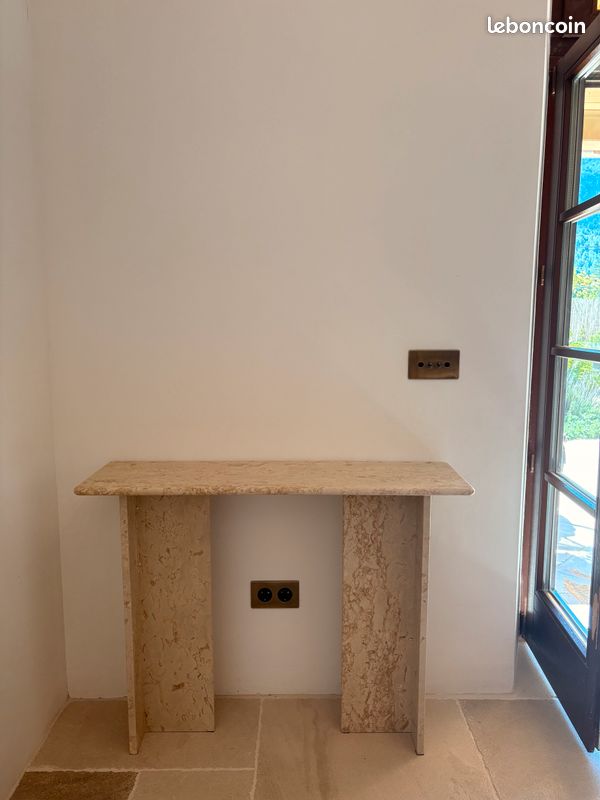 Console en marbre pierre de david beige style travertin (image 4)