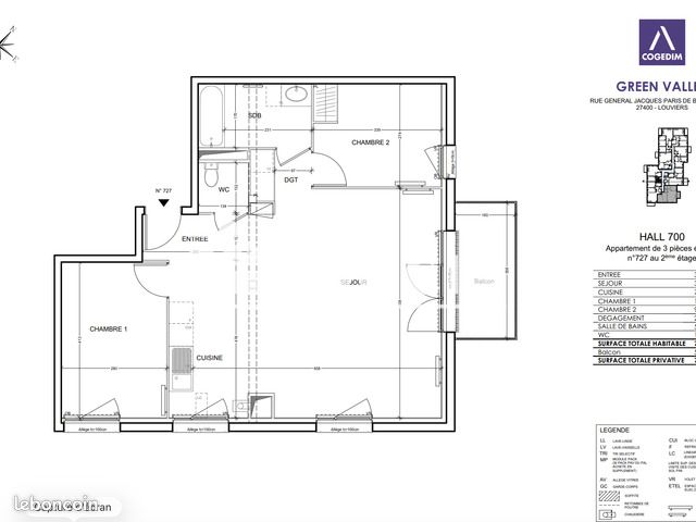 Appartement 3 pièces 71 m² · à Louviers · 71 m² · 813 €