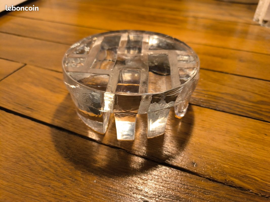 Chauffe plat / dessous de plat en verre cristal vintage année 70 Belmondo / Becker design vintage (image 6)