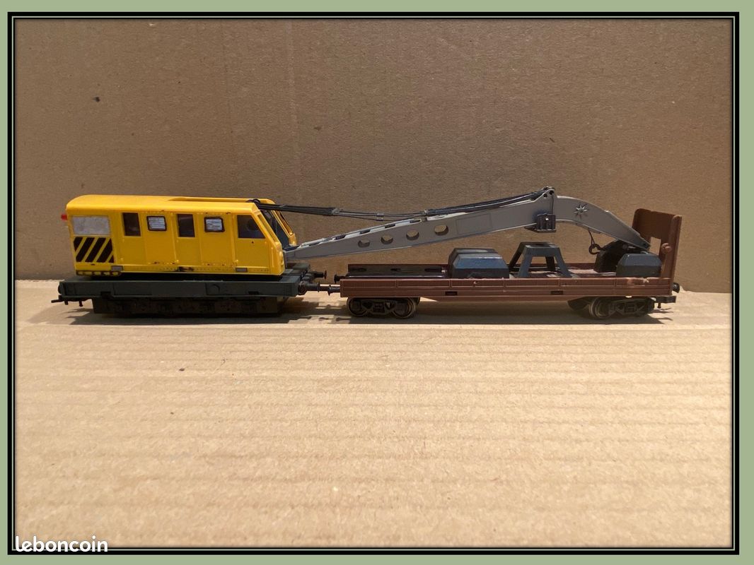 JOUEF HO GRUE ET WAGON PORTEUR HJ6142 TRAIN ELECTRIQUE COMME NEUF