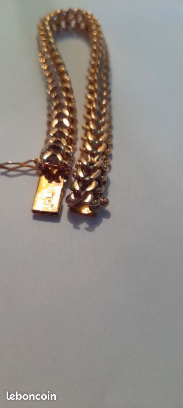 Bracelet GL maille américaine plaque or (image 1)
