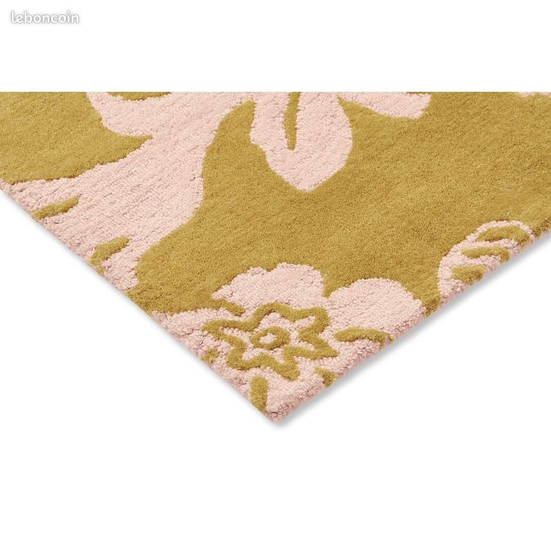 Tapis floral laine tufté main moderne Baroque Jaune 140x200 (image 4)