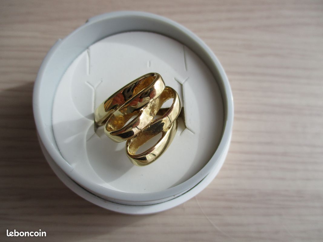 Bague Plaqué Or Torsadée Boule – Taille 49, Style Pelote/Lien/Corde, Sans Emballage D'Origine