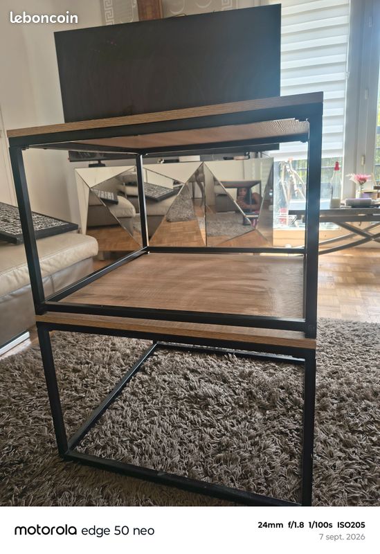 2 tables industrielles en bois et fer forgé (image 3)