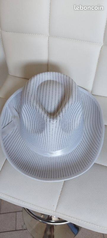 Chapeau borsalino tissus rayé blanc luxe Taille unique adulte 3 euros (image 4)
