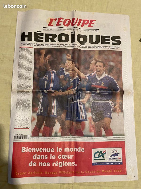 Journaux Coupe du monde 1998 Victoire Équipe de France (image 5)