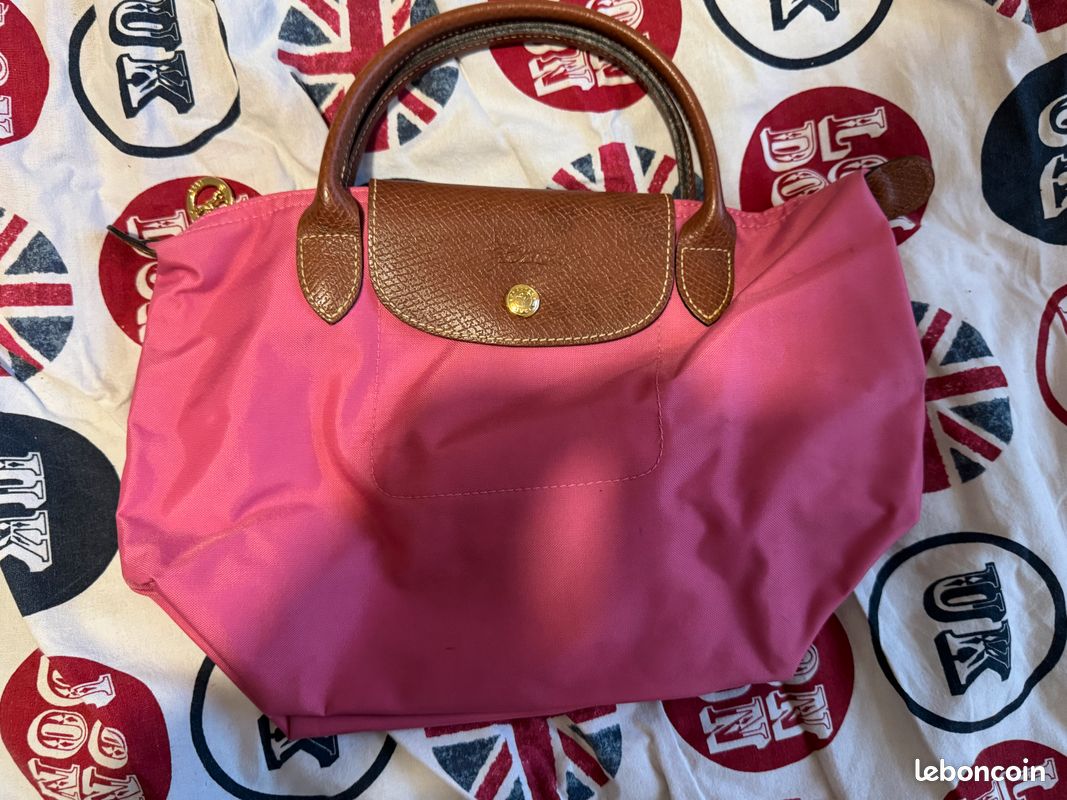👜 Sac Longchamp Le Pliage — Rose Fuchsia — Cuir Marron — Modèle Iconique ✨ (image 1)