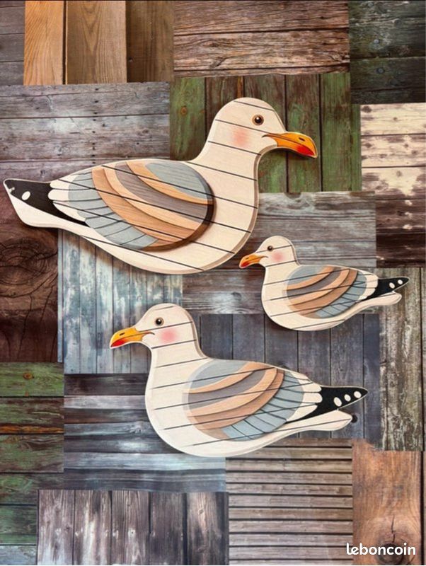Carillon à Vent En Bois – Mouette Volante – Décoration Marine Et Plage