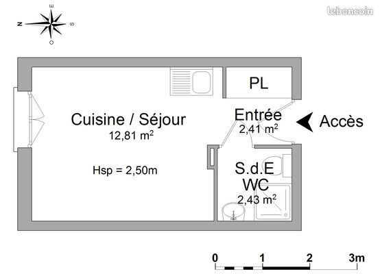 Appartement a louer fontaine - 1 pièce(s) - 17 m2 - Surfyn