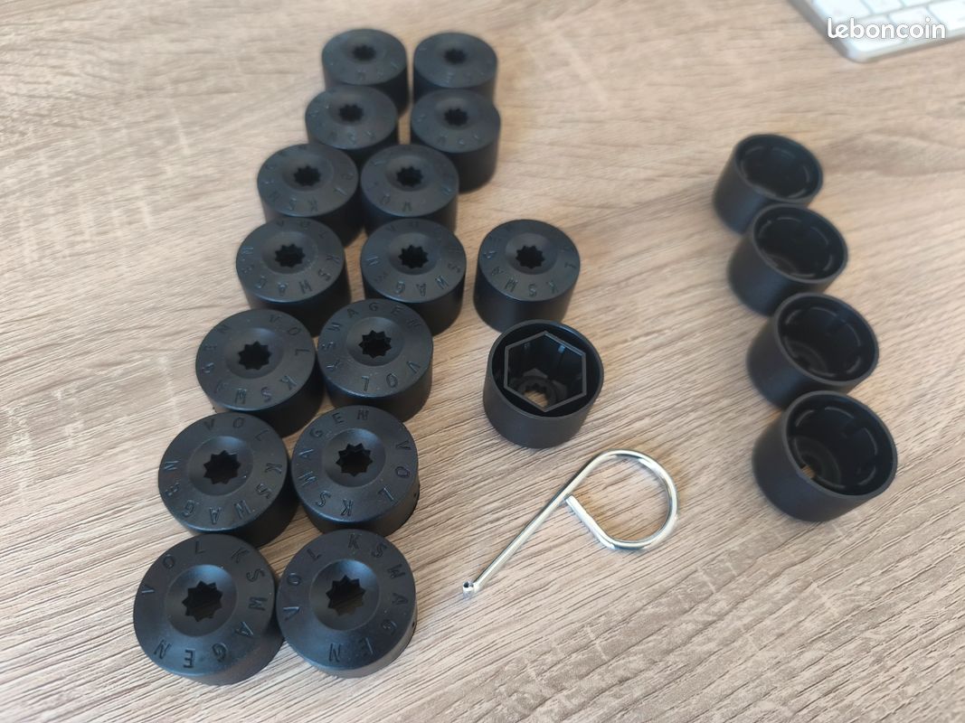 Lot de 16 caches écrous Goujons Volkswagen + 4 caches pour antivol jante Golf GTI R32 V6 V VI VII Passat Polo lupo arteon goujon de 17mm (image 2)