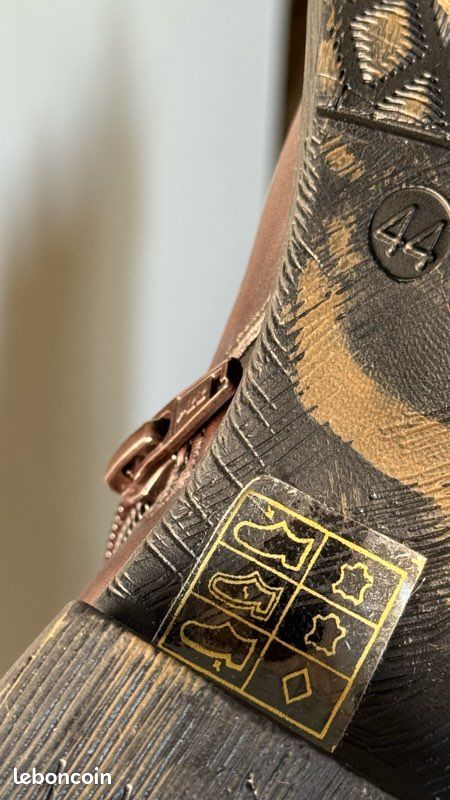 Botte café noir cuir véritable homme T.44 (image 8)
