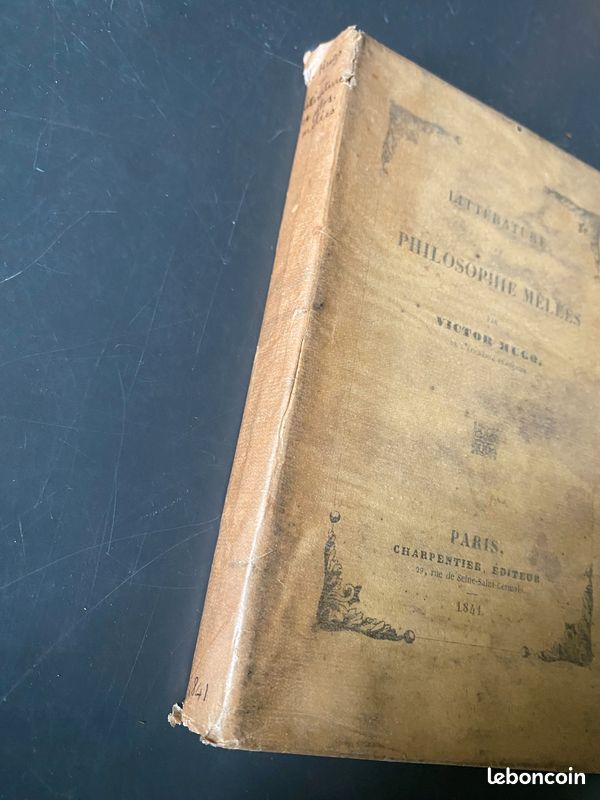 Victor Hugo Littérature et philosophie mêlées Charpentier 1841 broché (image 2)