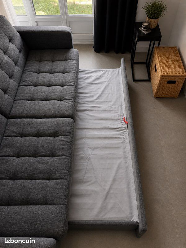 Canapé convertible 3 places gris – bon état + couchage (image 4)