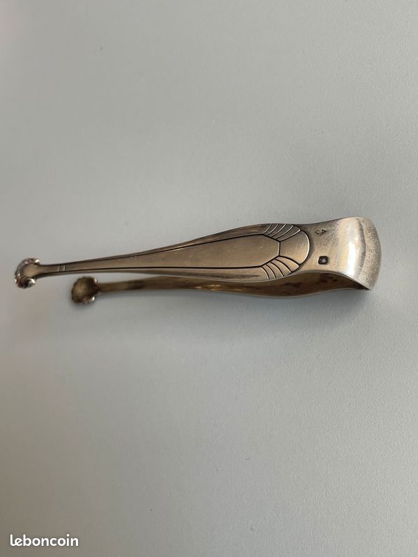 Ancienne Pince à Sucre En Argent Massif (vermeil) – Motif Vieillard – Occasion