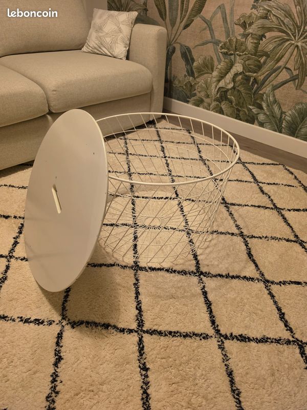 Table basse ronde et blanche Ikea avec rangement (image 2)