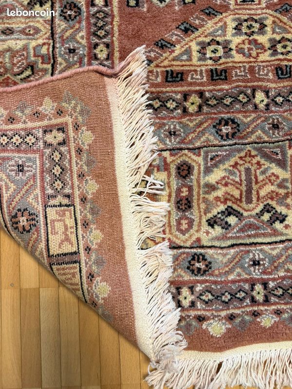 Grand Tapis Vintage Laine 292x100 Cm Fait Main Hamedan Géométrique
