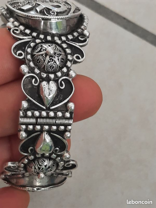 Bracelet Vintage En Argent 900 Signé Z640 - Occasion, Style Chaîne