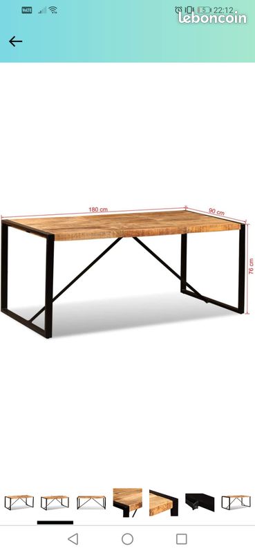 Table industriel bois brut (image 1)