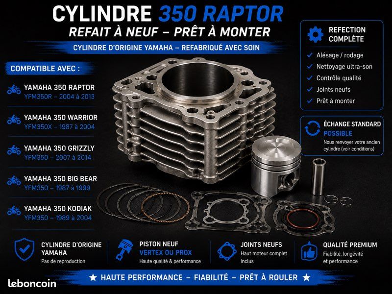 Cylindre NEUF Yamaha 350 Raptor / Warrior / Grizzly (image 1)