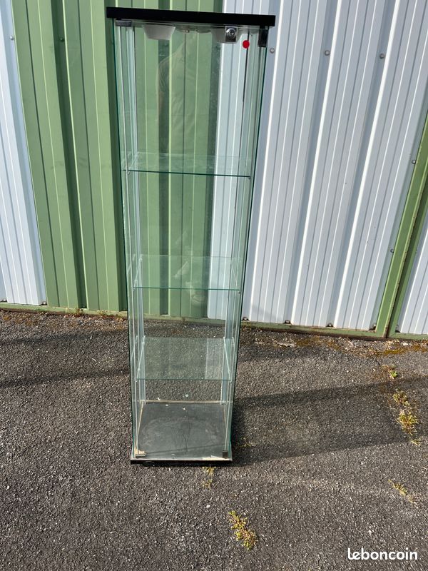 Vitrine colonne verre 3 etageres eclairage integre (image 4)