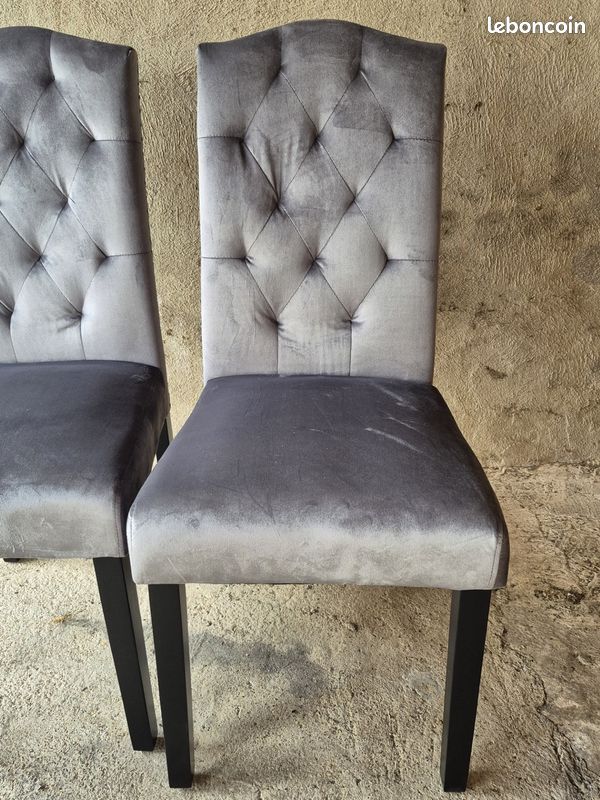 Lot de 2 chaises capitonnées grises – Style élégant (image 4)