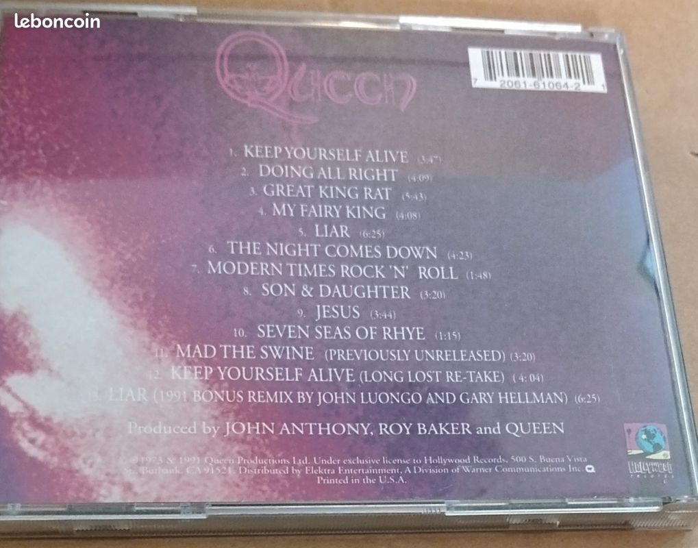 CD Queen – Premier Album (Édition US 1991 - Hollywood Records) (image 2)