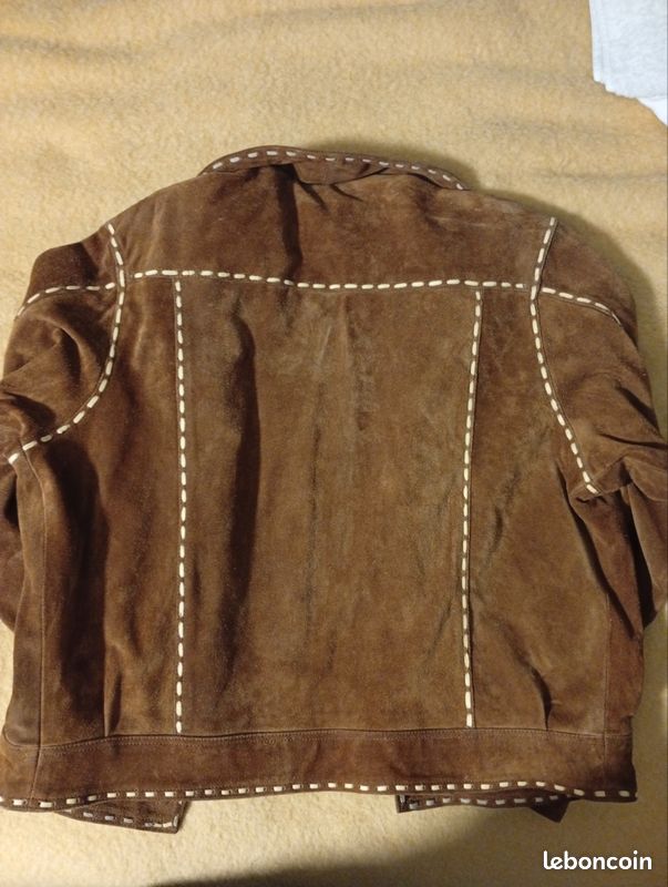 Veste En Cuir Daim Marron Homme Boston Harbour - Taille XL - Style Cowboy Et Travail - Boston Harbour