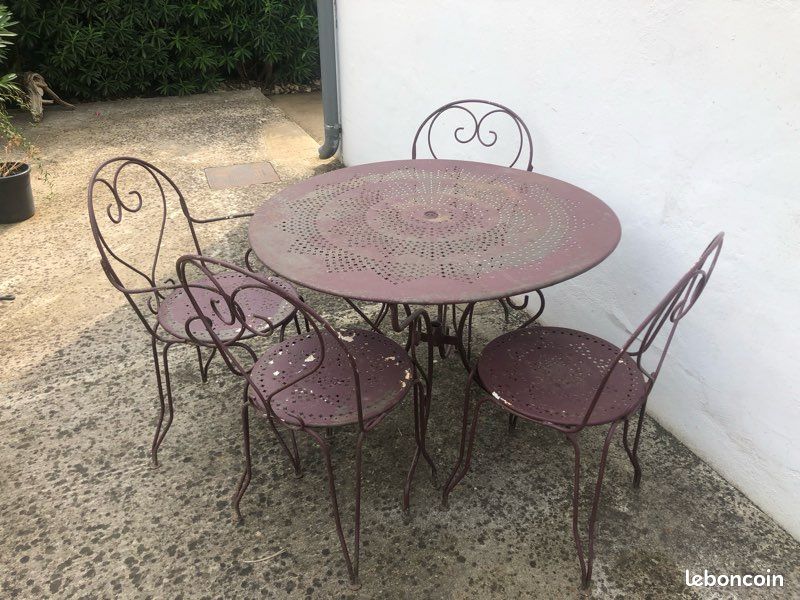 Table métal jardin avec 2 chaises et 2 fauteuils (image 1)