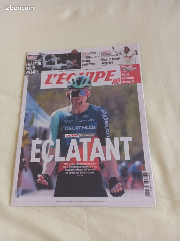 L'EQUIPE CYCLISME ECLATANT Paul SEIXAS vainqueur de LA FLECHE WALLONNE 23 avril 2026 / bobp (image 1)