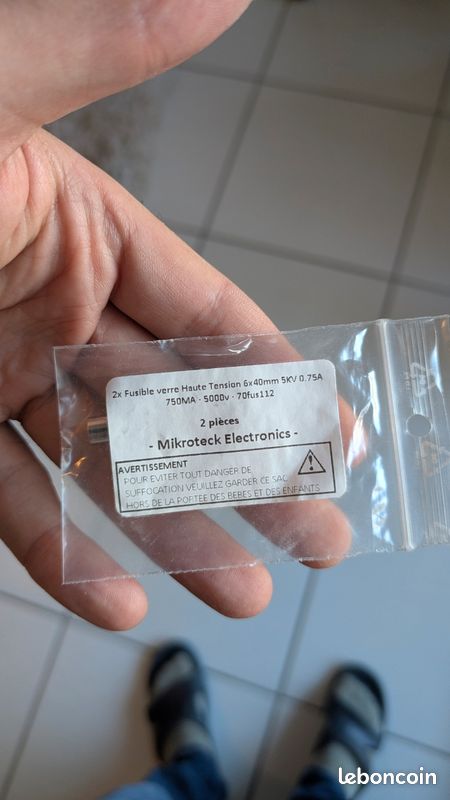 1 Fusible verre HT 6x40m 5KV 0.75A (image 2)