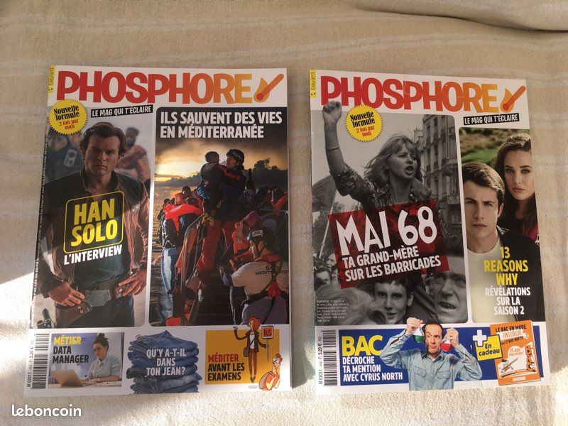 Lot 2 magazines Phosphore de chez Bayard avec p’tit supplément Bac (image 1)