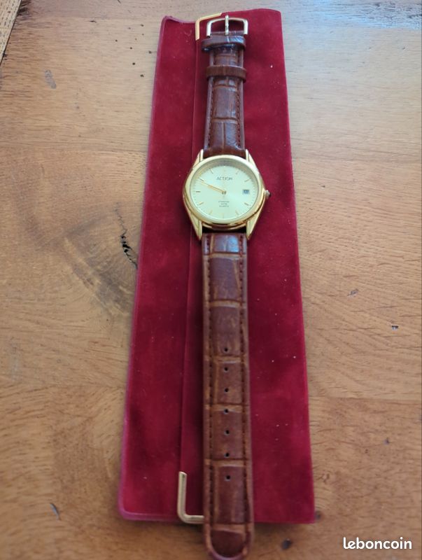 Montre AFT Quartz Vintage - Boîtier Acier 36mm, Bracelet Bleu, état Comme Neuf